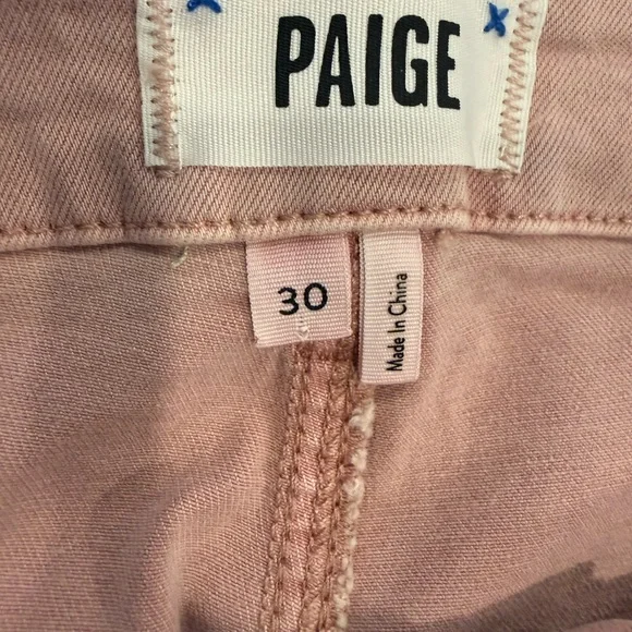 PAIGE Mayslie High Rise Exposed Button Fly Belted Jogger Rouge Glow Pink Sz 30 - Picture 8 of 12
